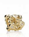 An organic beaded design in 14K gold punctuated by bezel-set white diamond. Charm by PANDORA.