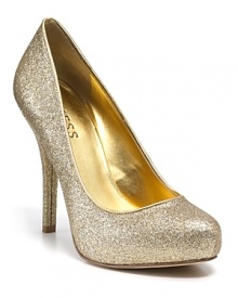 Wondrous glitter adds sparkling style to fancy fêtes. From GUESS.