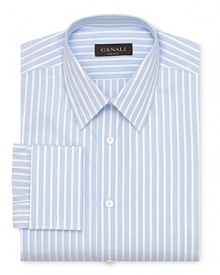 Canali Fine Stripe Satin Textured Dress Shirt - Slim Fit, Barrel Cuff