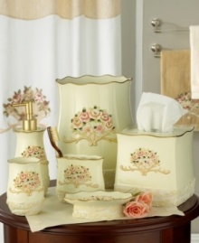 Bring the grace of your favorite garden into your bathroom with this tissue boutique. Adorned with radiant roses, freshening up has never felt so elegant.