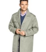 Take cover from the elements with this wind-and-rain resistant coat from London Fog.