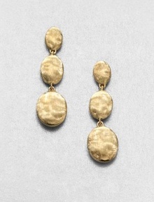 From the Siviglia Collection. Three graduated, hand-engraved, 18k gold ovals in an elegant, drop design. 18k goldDrop, about 1Post backMade in Italy 