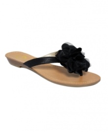 A flip flop with finesse. The Rosiest thong sandals from G by GUESS are a sophisticated spin on a warm-weather classic with their rosette detail.