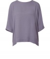 Shelf your tried-and-true button up blouses and opt for this chic relaxed top from Paul & Joe - Round neck, three-quarter flared sleeves, oversized fit, asymmetric high-low hem, back button placket - Wear with skinny jeans, cropped trousers, or a pencil skirt