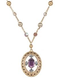 Lovely and lustrous. Pretty simulated pearls and glittering glass accents adorn this opulent oval pendant necklace from Carolee. Crafted in gold tone mixed metal, it's sure to stand out as an elegant enhancement for your wardrobe. Approximate length: 19 inches + 2-inch extender. Approximate drop: 1-3/4 inches.