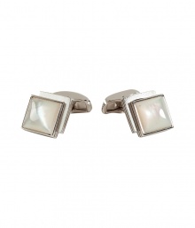 Add a gentlemanly accent to your formal look with these luxe cufflinks from Neil Barrett - Silver-tone square cufflinks with white pearly stone - Pair with a slim suit and a patterned button down