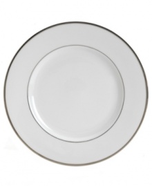 Pure refinement simply stated, the Mikasa Cameo Platinum dinnerware and dishes collection is shear elegance in classic form. Dazzling white china is delicately embellished with platinum band detailing. The understated style of these dinner plates work as well with other patterns as it does with the coordinating collection.