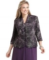 A subtle animal print and a lot of sparkle make this plus size jacket and cami combination a standout for special occasions.