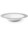 Anything but square, the Nixon rim soup bowl from Jonathan Adler shapes things up with a fantastic geo print in gray, white and dazzling platinum.