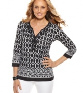 Geometry class: Charter Club offers a top with a striking print and a flattering tunic silhouette for modern style. Rendered from 100% cotton, it's a great choice for warmer days.