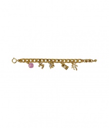 Bring vacation-ready chic to your wrist with this gold-tone charm tropical bracelet from Juicy Couture - Gold-tone chain with jewel-embellished gold-tone tropical themed charms - Pair with a flirty sundress and espadrille wedges