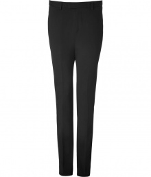 Sleek and versatile, these jersey suit pants from Costume National exude effortlessly urbane style - Button tab waist, belt loops, on-seam pockets, back welt pockets, slim fit, straight leg with creasing - Wear with a tee and a leather jacket or a matching blazer and a button down