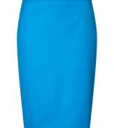 Sleekly sophisticated, Hugos bright wool skirt is a workwear must - Hidden back zip, kick pleat - Tailored fit - Pair with a silk blouse and blazer or a cashmere pullover and leather jacket