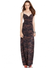 Hot for day-to-night summer style, this printed BCBGeneration maxi dress is perfectly paired with statement extras!