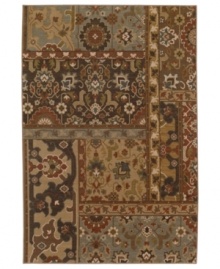 A patchwork design of antique-inspired textiles is beautifully rendered in this Logan area rug from Karastan. Crafted in the USA of pure New Zealand wool for ultimate comfort and supreme durability.