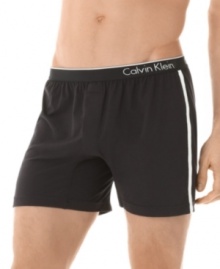 A slimmer design gives you the all day comfort you need in this smooth microfiber boxer from Calvin Klein.