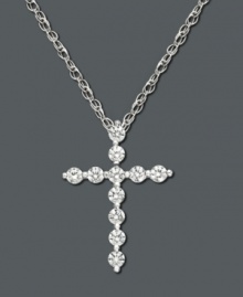 Give her the ultimate gift of faith, with some serious sparkle. This beautiful cross pendant features certified near colorless round-cut diamond (1/4 ct. t.w) in a shining 14k white gold setting. Approximate length: 18 inches. Approximate drop: 5/8 inch.