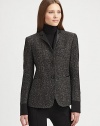 Contrast cuffs and collar add a modern edge to this tailored tweed jacket. Notched lapelsButton frontBanded cuffsWelt pocketsFaux leather trimAbout 27 from shoulder to hem91% wool/9% polyamideDry cleanImportedModel shown is 5'11 (180cm) wearing US size 4. 