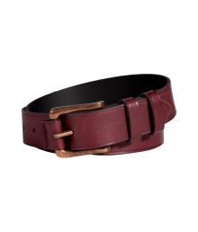 Cinch your look in style with this wine-hued leather belt from Rag & Bone - Smooth leather with bronze-tone buckle closure - Style with jeans, corduroys, or trousers