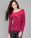 Tommy Hilfiger revamps the classic striped boatneck tee by adding strips of sequins at the chest. Try it with jeans to glam up your casual look! (Clearance)