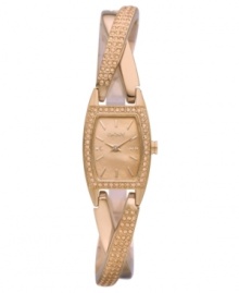 Wrap your wrists in the rosy warmth and glittering crystals on this DKNY watch.