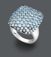 Statement-making style comes easy in cool blue hues. Pave-set, round-cut blue topaz (7 ct. t.w.) make this square-shaped ring an absolute standout. Crafted in sterling silver. Size 7.