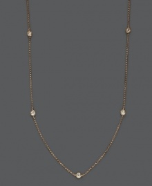 Layer yourself in elusive inches of sparkle. Trio by Effy Collection's stunning necklace features seven stations of round cut, bezel-set diamonds (5/8 ct. t.w.) strung from a delicate 14k rose gold chain. Approximate length: 24 inches.