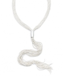 Incorporate the new tassel trend into your look with Alfani's liquid lariat necklace. Set in silver-plated mixed metal. Approximate length: 21-1/2 inches. Approximate drop: 9-1/2 inches.