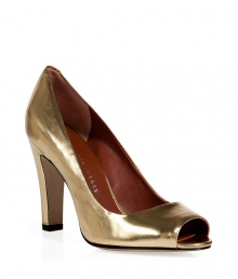 Inject instant elegance to your look with these adorable metallic peep-toe pumps - Peep-toe, metallic leather, chunky heel - Style with a retro-inspired shift dress or cropped trousers and a tie-neck blouse