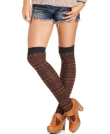 Go for a fashion-forward layered look with these Free People geometric-printed knee-high socks -- perfect on on their own or over colored tights!