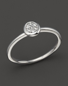 Diamonds glitter in a 14K. white gold setting.