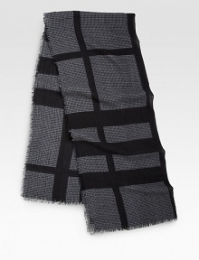 A warm wool style in a iconic check pattern accented in classic houndstooth. WoolAbout 27½ X 59Dry cleanMade in Italy