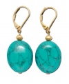 Dabble in the exotic with these fresh drops earrings by Lauren by Ralph Lauren. Semi-precious reconstituted turquoise stones set in gold tone mixed metal. Approximate drop: 3/4 inch.