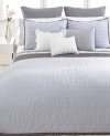 From dusk to dawn. Seersucker and dobby woven stripes create luxuriant texture in this Dusk duvet cover from Vera Wang for an elegant appeal. Reverses to solid. Button closure.