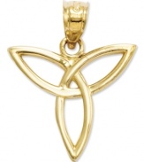 Sweet and symbolic. This polished Trinity Angel charm makes the perfect Celtic gift. Crafted in 14k gold. Chain not included. Approximate length: 1 inch. Approximate width: 4/5 inch.