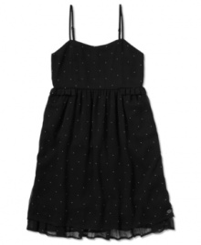 Roxy transforms the classic black dress with a smattering of delicate pin dots for an ultra-girly touch.