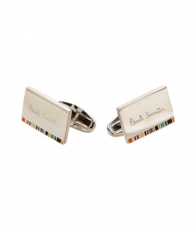 Complete your look with these stylish cufflinks from PS Paul Smith - Silver with colorful detailing and a stamped logo - Perfect for everyday or as a thoughtful gift