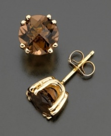 Warm and wonderful. Round-cut smoky quartz gemstones (3 ct. t.w.) pair perfectly with 14k gold.