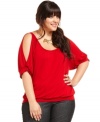 American Rag's plus size top is an easy basic with on-trend split sleeves.