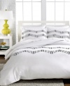 Serene simplicity with a chic twist. The definition of smart & polished, this Zigzag duvet cover set from Westport features a pristine white ground embellished with black stripes for a hint of intrigue.