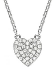 A darling necklace they'll hold close to their heart. CRISLU's children's necklace is embellished with shimmering cubic zirconias (1/8 ct. t.w.) and set in platinum over sterling silver. Approximate length: 13 inches + 1-1/2 inches. Approximate drop: 1/2 inch.