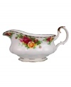 This popular bone china pattern surrounds blooming sprays of colorful English roses with hand-applied bands of 22K gold. Safe for use in the dishwasher, oven and freezer. Manufacturer's two-year warranty.