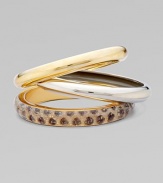 EXCLUSIVELY AT SAKS.COM. A bold set of 14k plated metal and resin covered bangles to stack along the wrist.Resin covered skin 14k plated Total width, about 2½ Made in USA Please note: Pattern may vary. 