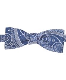 Add a pick-me-up to any outfit in this classic-with-a-twist paisley bow tie from Countess Mara.