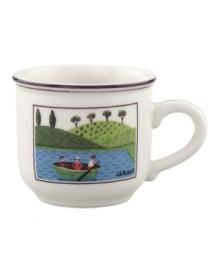 Villagers row gently down the stream on this Design Naif after-dinner cup, featuring premium Villeroy & Boch porcelain.