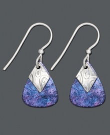 A splash of color adds an artistic touch to your look. Earrings by Jody Coyote feature midnight blue bronze patina teardrops with decorative silver charms. Earrings crafted in sterling silver. Approximate drop: 1 inch.