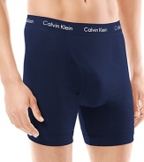 Everyday boxer briefs are essential to every man's basic wardrobe, so stock up with a 2-pack of these boldly hued Calvin Klein basics in soft, breathable cotton with a bit of stretch for added support.