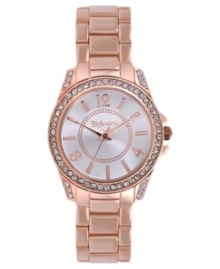 Style in full bloom, by Style&co. This rosy watch shines with crystal accents and rose-gold tone details