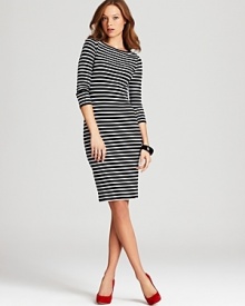 BCBGMAXAZRIA Dress - Three Quarter Sleeve Stripe Knit