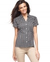 A polka dot print adds an irreverent appeal to this Alfani blouse -- a fun spring update to the staple style!